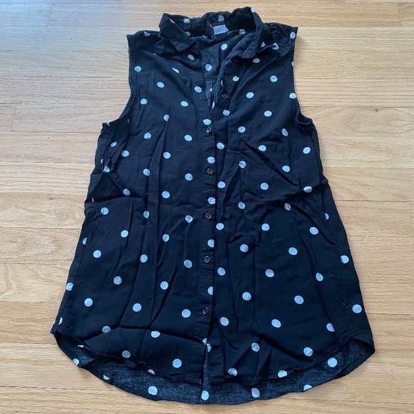 H&M Black Polka Dot Button Down Shirt - Picture 1 of 9